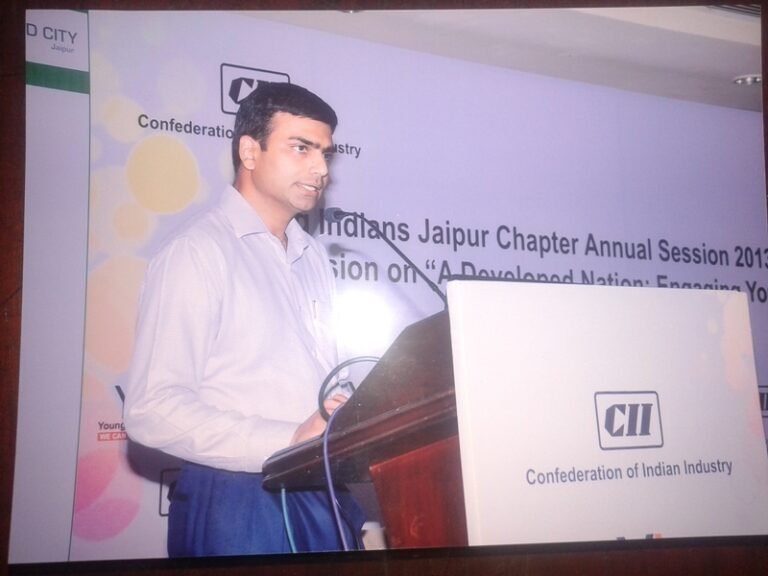 Director- Finance,Mr. Abhishek Mishra, Chair - Yi Jaipur, Chapter Annul Session 2013-14,on 11th Mar.14